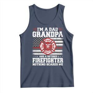 Retired Firefighter Grandpa Tank Top Retro American Flag TS10 Navy Print Your Wear