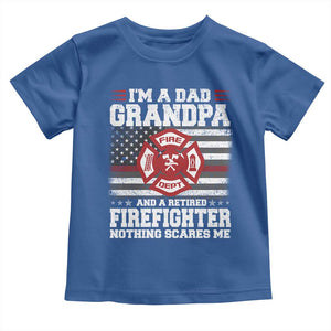 Retired Firefighter Grandpa Toddler T Shirt Retro American Flag TS10 Royal Blue Print Your Wear