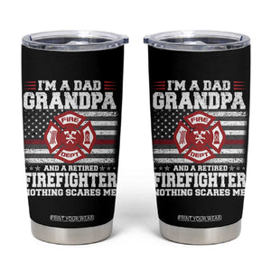Retired Firefighter Grandpa Tumbler Cup Retro American Flag TS10 Black Print Your Wear