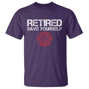 Retired Firefighter T Shirt Funny Retirement Gifts Save Yourself TS10 Purple Print Your Wear