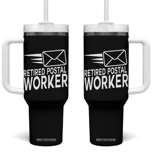 Retired Postal Worker Tumbler With Handle Mailman Postman Retirement Gifts TS10 One Size: 40 oz Black Print Your Wear