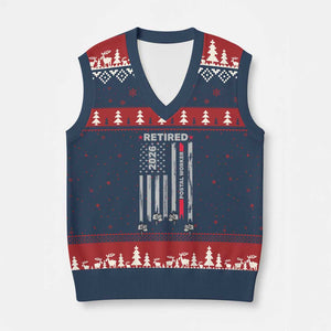 Retired Postal Worker 2026 V-Neck Knit Sweater Vest Retro US Flag Mailman Postman Retirement Gifts TS10 Navy Red Print Your Wear