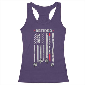 Retired Postal Worker 2026 Racerback Tank Top Retro US Flag Mailman Postman Retirement Gifts TS10 Purple Print Your Wear