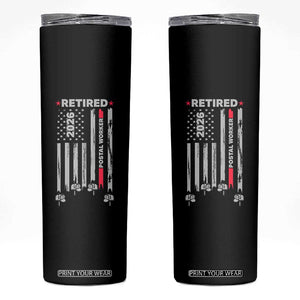 Retired Postal Worker 2026 Skinny Tumbler Retro US Flag Mailman Postman Retirement Gifts TS10 Black Print Your Wear