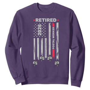 Retired Postal Worker 2026 Sweatshirt Retro US Flag Mailman Postman Retirement Gifts TS10 Purple Print Your Wear