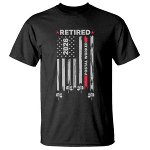 Retired Postal Worker 2026 T Shirt Retro US Flag Mailman Postman Retirement Gifts TS10 Black Print Your Wear