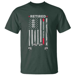 Retired Postal Worker 2026 T Shirt Retro US Flag Mailman Postman Retirement Gifts TS10 Dark Forest Green Print Your Wear