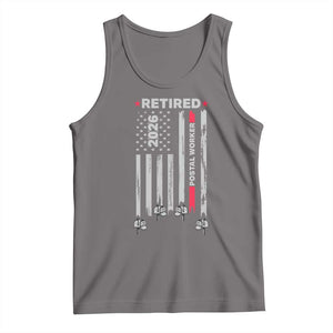 Retired Postal Worker 2026 Tank Top Retro US Flag Mailman Postman Retirement Gifts TS10 Deep Heather Print Your Wear