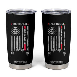 Retired Postal Worker 2026 Tumbler Cup Retro US Flag Mailman Postman Retirement Gifts TS10 Black Print Your Wear
