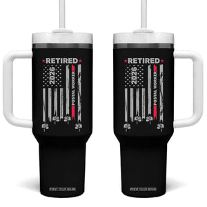 Retired Postal Worker 2026 Tumbler With Handle Retro US Flag Mailman Postman Retirement Gifts TS10 One Size: 40 oz Black Print Your Wear