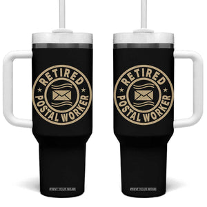 Retired Postal Worker Tumbler With Handle Mailman Postman Vintage Retirement Gifts TS10 One Size: 40 oz Black Print Your Wear