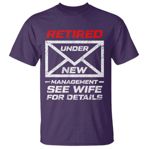 Mens Postal Worker Retirement T Shirt Retired Under New Management Funny Dad Humor TS10 Purple Print Your Wear