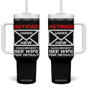 Mens Postal Worker Retirement Tumbler With Handle Retired Under New Management Funny Dad Humor TS10 One Size: 40 oz Black Print Your Wear