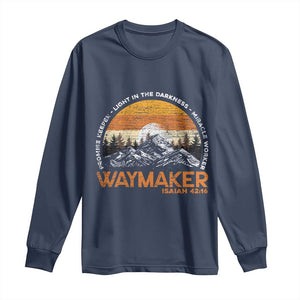Vintage Christian Long Sleeve Shirt Isaiah 42:16 Waymaker Promise Keeper Miracle Worker TS10 Navy Print Your Wear