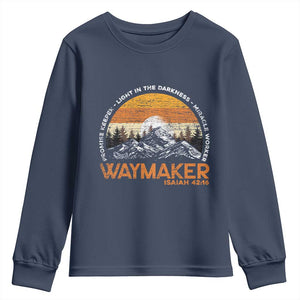 Vintage Christian Youth Sweatshirt Isaiah 42:16 Waymaker Promise Keeper Miracle Worker TS10 Navy Print Your Wear