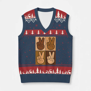 Peace Sign Equality for All V-Neck Knit Sweater Vest Peace Out V Fingers Hand Equal Rights TS10 Navy Red Print Your Wear