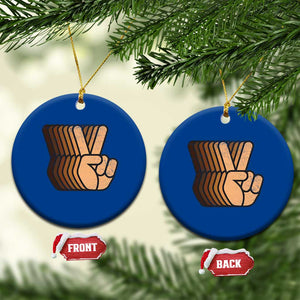 Retro Equality for All Ceramic Ornament Peace Sign V Fingers Skin Tone Hands Vintage TS10 1pc Blue Print Your Wear