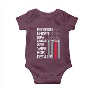Retirement Gifts For Men Baby Onesie Retired Under New Management See Wife Retired Dad TS10 Maroon Print Your Wear