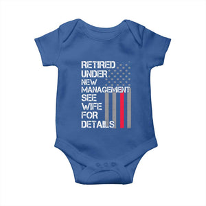 Retirement Gifts For Men Baby Onesie Retired Under New Management See Wife Retired Dad TS10 Royal Blue Print Your Wear
