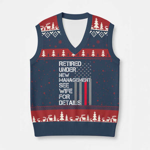 Retirement Gifts For Men V-Neck Knit Sweater Vest Retired Under New Management See Wife Retired Dad TS10 Navy Red Print Your Wear