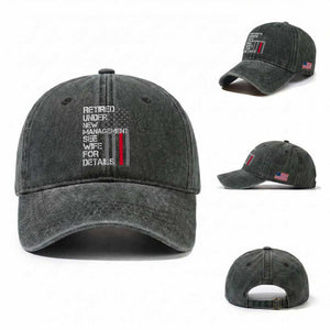Retirement Gifts For Men Washed Cotton Baseball Cap Retired Under New Management See Wife Retired Dad TS10 Washed Cap Universal Fit Dark Green Print Your Wear