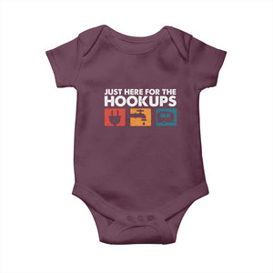 Camping RV Baby Onesie Funny Just Here for The Hookups Caravan Motorhome TS10 Maroon Print Your Wear
