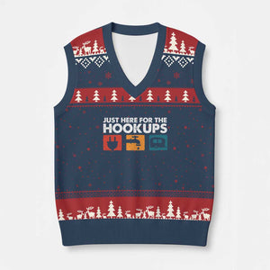 Camping RV V-Neck Knit Sweater Vest Funny Just Here for The Hookups Caravan Motorhome TS10 Navy Red Print Your Wear