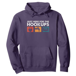 Camping RV Hoodie Funny Just Here for The Hookups Caravan Motorhome TS10 Purple Print Your Wear