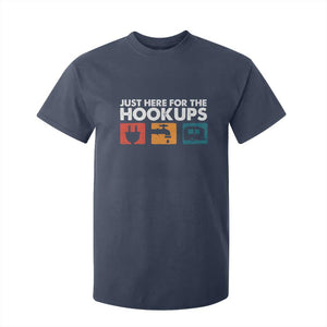 Camping RV T Shirt For Kid Funny Just Here for The Hookups Caravan Motorhome TS10 Navy Print Your Wear