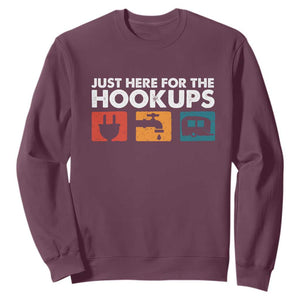 Camping RV Sweatshirt Funny Just Here for The Hookups Caravan Motorhome TS10 Maroon Print Your Wear