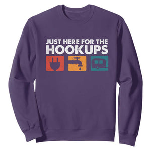 Camping RV Sweatshirt Funny Just Here for The Hookups Caravan Motorhome TS10 Purple Print Your Wear