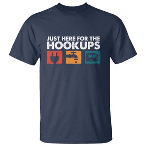 Camping RV T Shirt Funny Just Here for The Hookups Caravan Motorhome TS10 Navy Print Your Wear