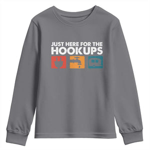 Camping RV Youth Sweatshirt Funny Just Here for The Hookups Caravan Motorhome TS10 Charcoal Print Your Wear