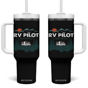 RV Pilot Camping Tumbler With Handle Retro Motorhome Travel Vacation Gift TS10 One Size: 40 oz Black Print Your Wear