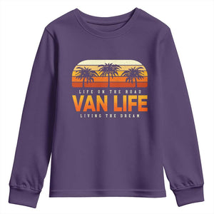 Van Life Youth Sweatshirt Retro Camping RV Motorhome Travel Vacation Gift TS10 Purple Print Your Wear