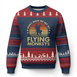Vintage Retro Dont Make Me Get My Flying Monkeys Ugly Christmas Sweater TS10 Navy Red Print Your Wear