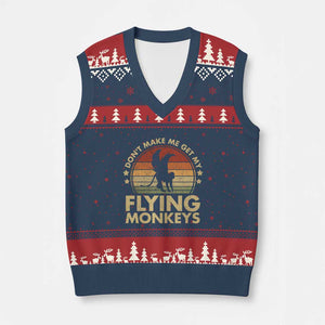 Vintage Retro Dont Make Me Get My Flying Monkeys V-Neck Knit Sweater Vest TS10 Navy Red Print Your Wear