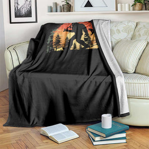 Bigfoot Fishing Throw Blanket Funny Retro Sasquatch Fisherman Dad TS10 Print Your Wear