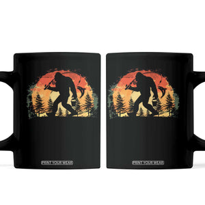 Bigfoot Fishing Coffee Mug Funny Retro Sasquatch Fisherman Dad TS10 Black Print Your Wear