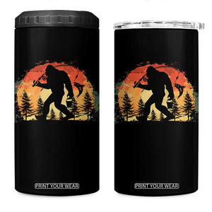 Bigfoot Fishing 4 in 1 Can Cooler Tumbler Funny Retro Sasquatch Fisherman Dad TS10 One Size: 16 oz Black Print Your Wear