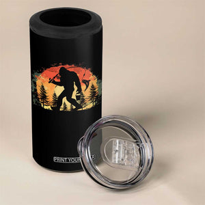 Bigfoot Fishing 4 in 1 Can Cooler Tumbler Funny Retro Sasquatch Fisherman Dad TS10 Print Your Wear
