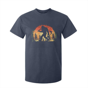 Bigfoot Fishing T Shirt For Kid Funny Retro Sasquatch Fisherman Dad TS10 Navy Print Your Wear