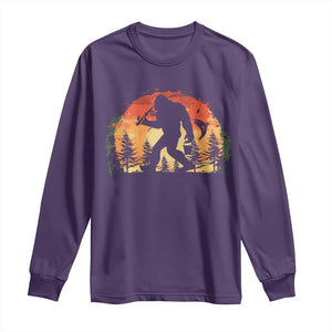 Bigfoot Fishing Long Sleeve Shirt Funny Retro Sasquatch Fisherman Dad TS10 Purple Print Your Wear