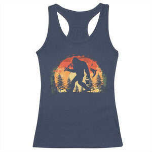 Bigfoot Fishing Racerback Tank Top Funny Retro Sasquatch Fisherman Dad TS10 Navy Print Your Wear