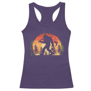 Bigfoot Fishing Racerback Tank Top Funny Retro Sasquatch Fisherman Dad TS10 Purple Print Your Wear