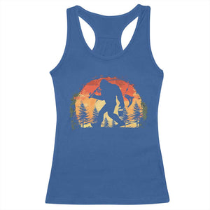 Bigfoot Fishing Racerback Tank Top Funny Retro Sasquatch Fisherman Dad TS10 Royal Blue Print Your Wear