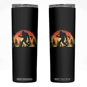 Bigfoot Fishing Skinny Tumbler Funny Retro Sasquatch Fisherman Dad TS10 Black Print Your Wear