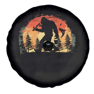 Bigfoot Fishing Spare Tire Cover Funny Retro Sasquatch Fisherman Dad TS10 Print Your Wear