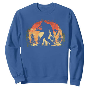 Bigfoot Fishing Sweatshirt Funny Retro Sasquatch Fisherman Dad TS10 Royal Blue Print Your Wear