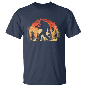 Bigfoot Fishing T Shirt Funny Retro Sasquatch Fisherman Dad TS10 Navy Print Your Wear
